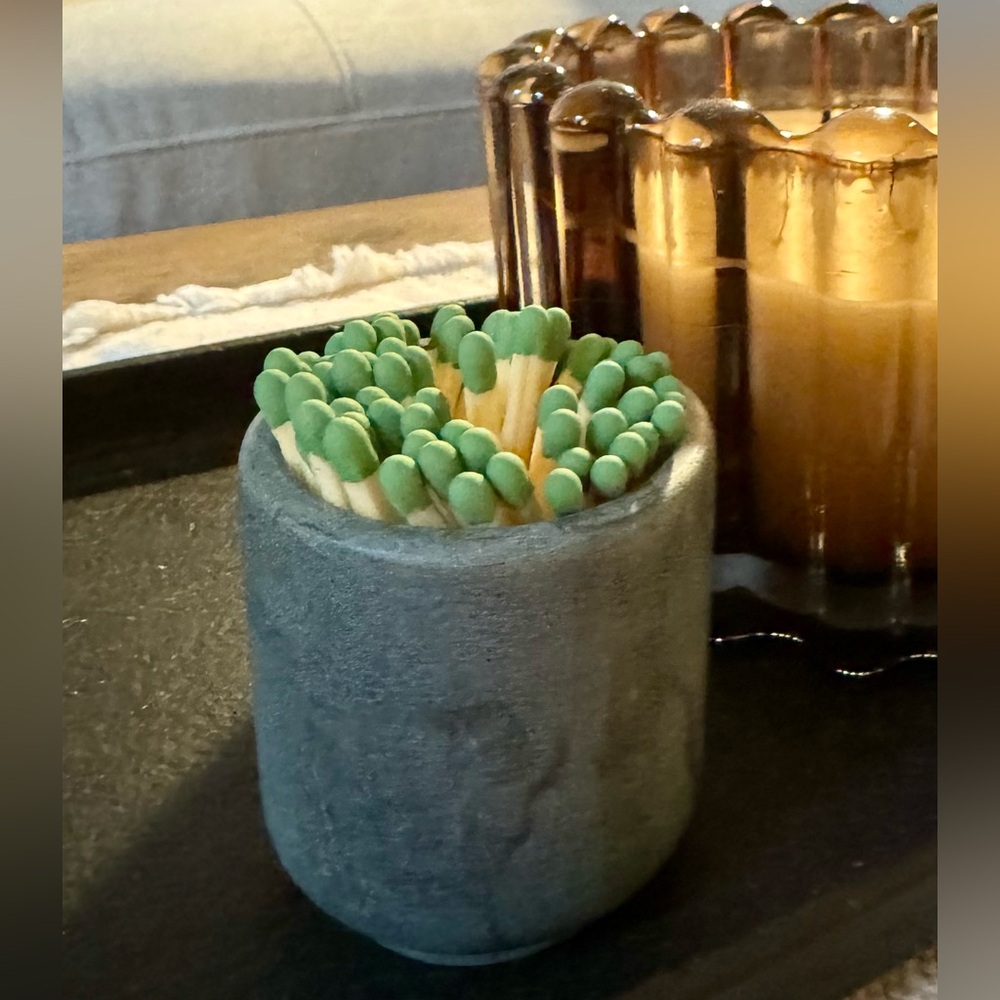 Gray Stone Match Holder (set of 2)
